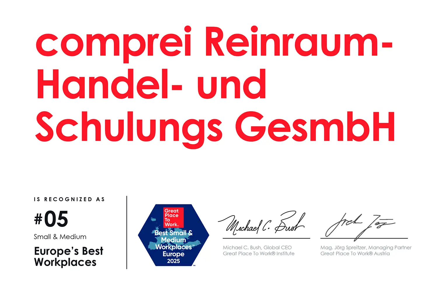 Europes Best Workplaces comprei belegt Platz 5