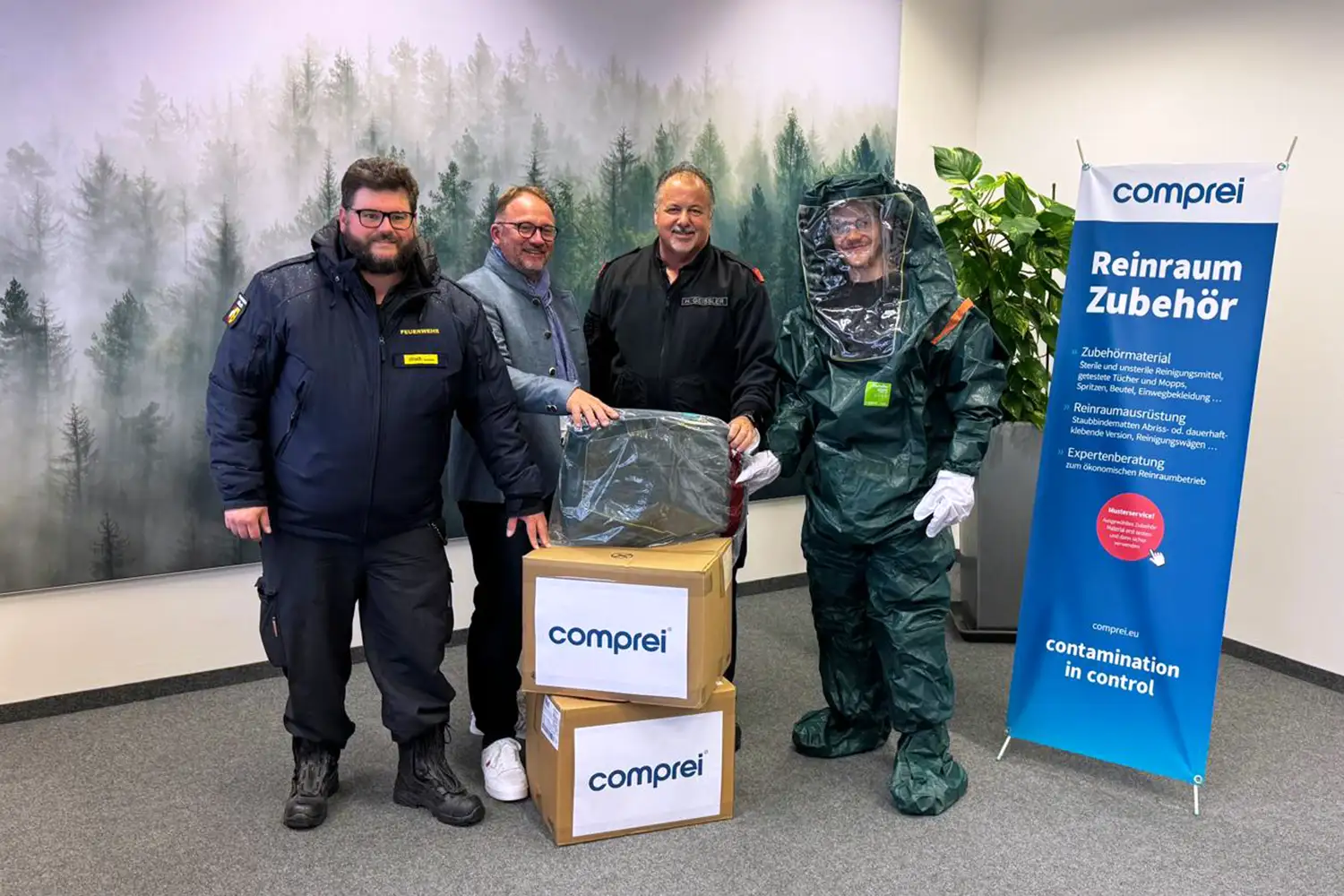 HBM Alexander Scharf, Achim Angermeier (comprei), HBI Harald Geissler (Kommandant der Hauptfeuerwache Villach)