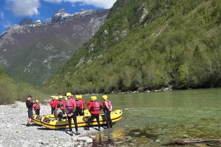 The comprai team at the TeamEvent before their group rafting trip in the Soča Valley.